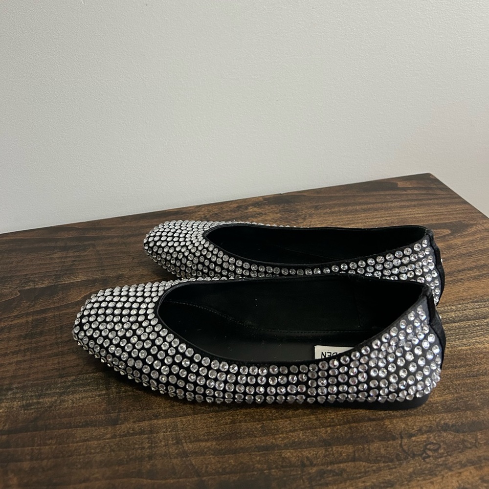 Steve Madden Matais Rhinestone Embellished Square Toe Ballet Flats, Size 9. - Picture 5 of 10